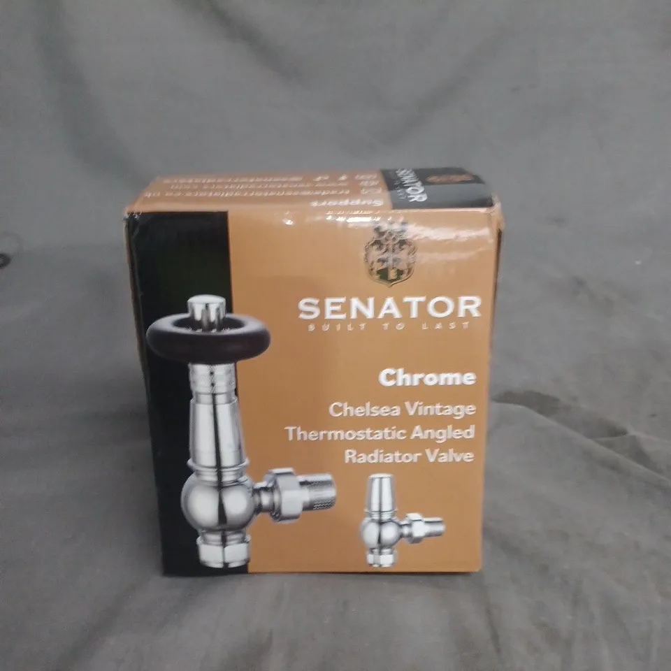 SENATOR CHROME CHELSEA VINTAGE THERMOSTATIC ANGLED RADIATOR VALVES