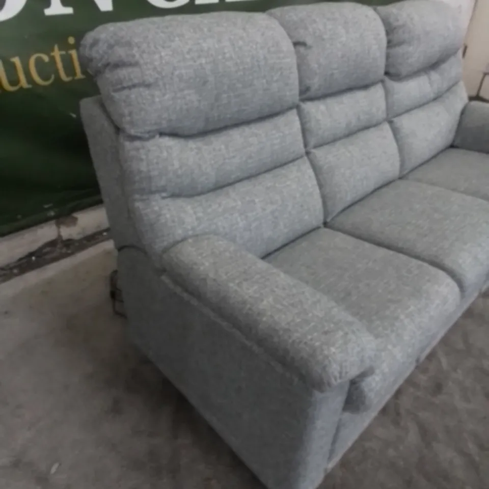 DESIGNER G PLAN MADE MALVERN AROLA SKY FABRIC ELECTRIC RECLINING THREE SEATER SOFA