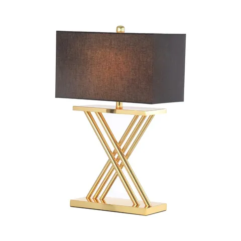 BOXED LUXURY TABLE LAMP FOR LIVING ROOM, BEDSIDE BUFFET LAMP WITH METAL BASE & LINEN SHADE (1 BOX)