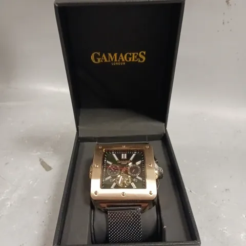GAMAGES ASTUTE ROSE GREEN DIAL WATCH 