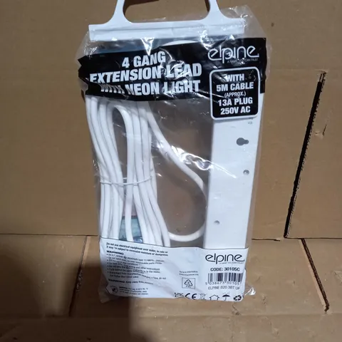 4 GANG EXTENSION LEAD WITH NEON LIGHT WITH 5M CABLE APPROX