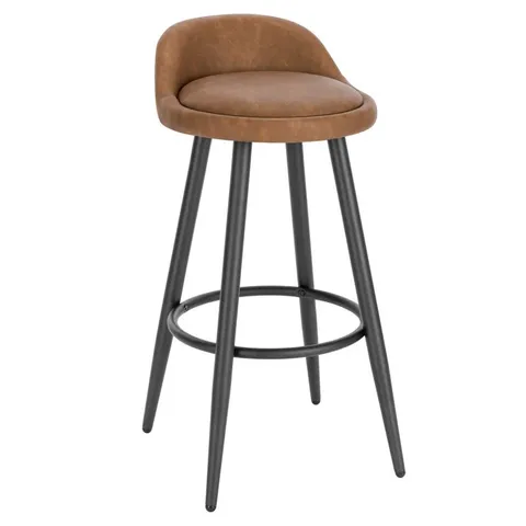 BOXED CRISTA UPHOLSTERED COUNTER STOOL WITH METAL FRAME - BROWN