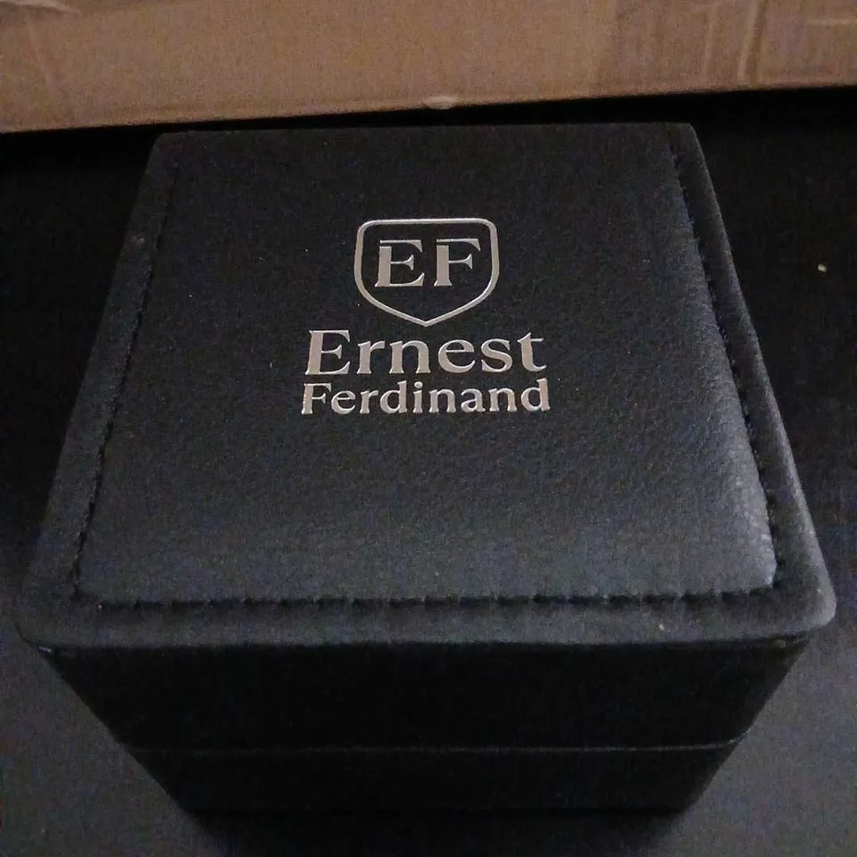 ERNEST FERDINAND QUARTZ WRISTWATCH – TEAL DIAL, GREEN STRAP – BOXED