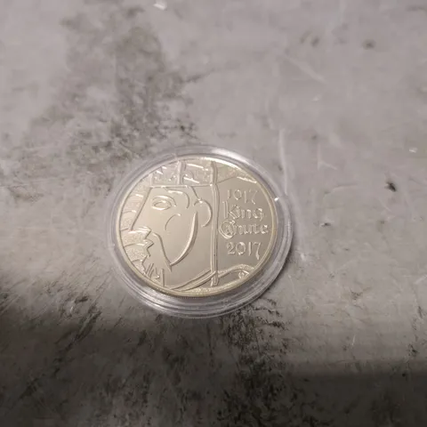 2017 KING CANUTE £5 SILVER PROOF COIN 