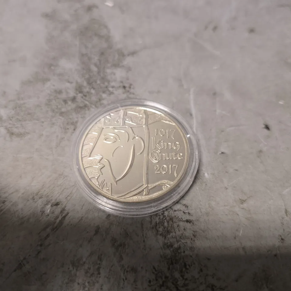2017 KING CANUTE £5 SILVER PROOF COIN 