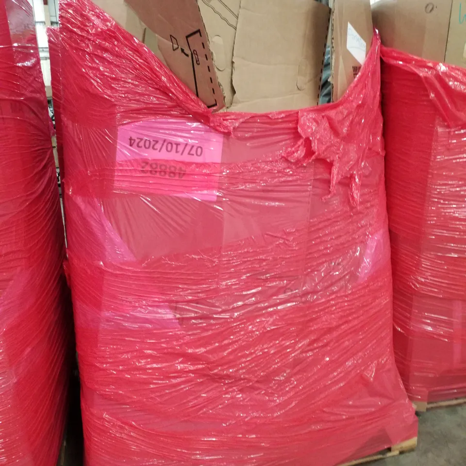 PALLET OF ASSORTED PRODUCTS INCLUDING OFFICE CHAIR, TOILET SEAT, DESKTOP TV STAND, A3 LIGHT PAD