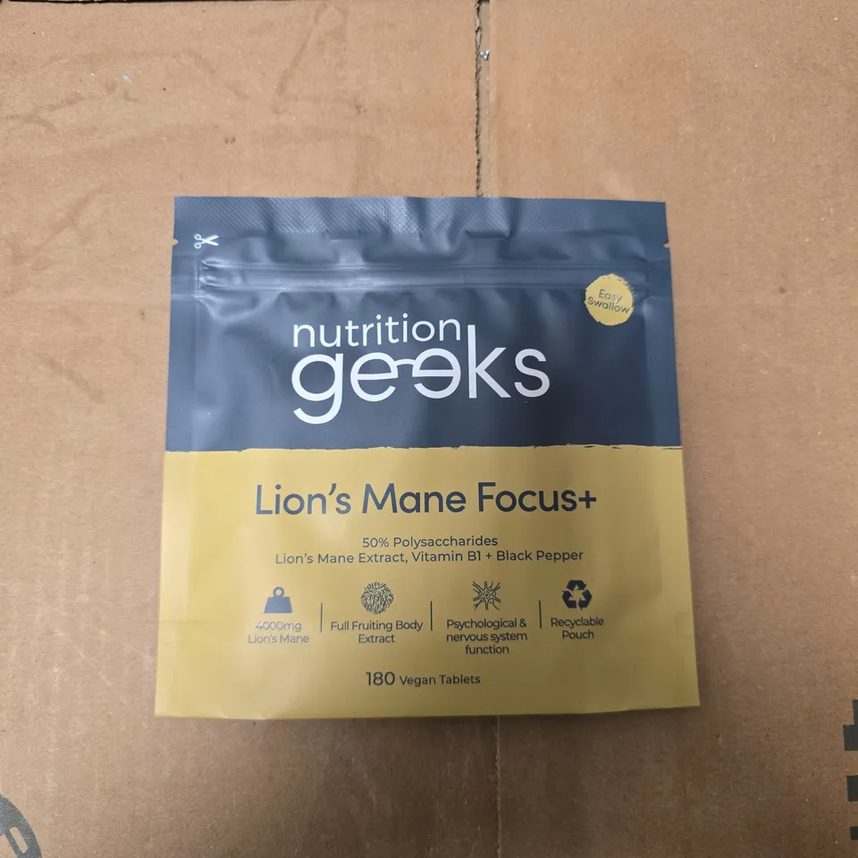 NUTRITION GEEKS LION’S MANE FOCUS+ – 180 VEGAN TABLETS