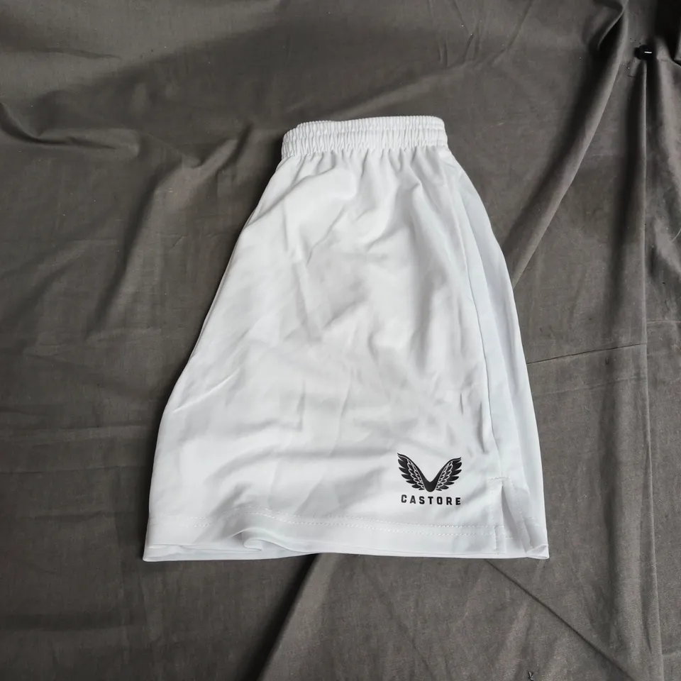 CASTORE WHITE ATHLETIC SHORTS – ELASTICATED WAIST - SIZE L