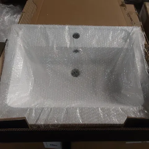 BOXED AQUA DART HARBY 600mm STONE RESIN BASIN - WHITE (1 BOX)