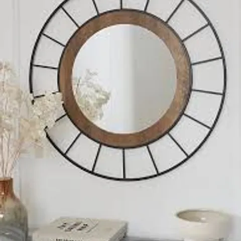 BOXED BLACK WIRE EDGE MIRROR WITH WOODEN INNER FRAME 80cm (1 BOX)