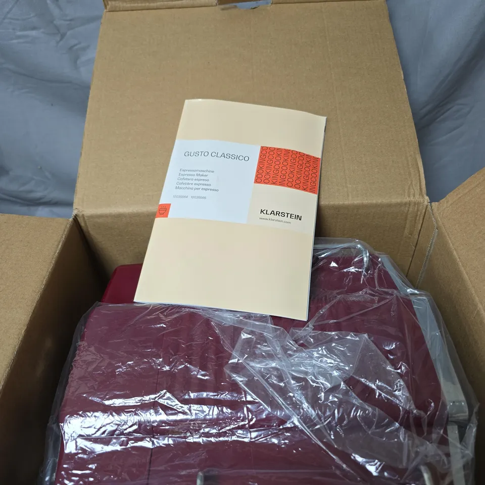 KLARSTEIN GUSTO CLASSICO ESPRESSO MAKER BOXED WITH MANUAL