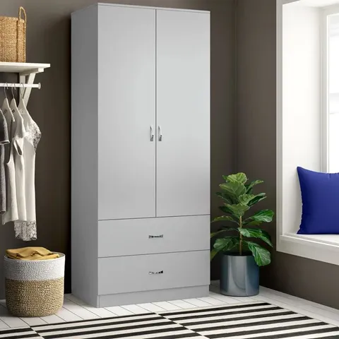 BOXED BRENDLE 2-DOOR WARDROBE, WHITE GLOSS (2 BOXES)