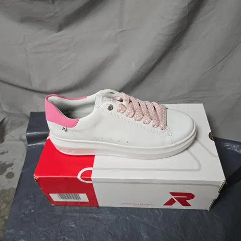 RIEKER WHITE SNEAKERS WITH PINK LACES – WOMEN'S CASUAL TRAINERS SIZE EU 41