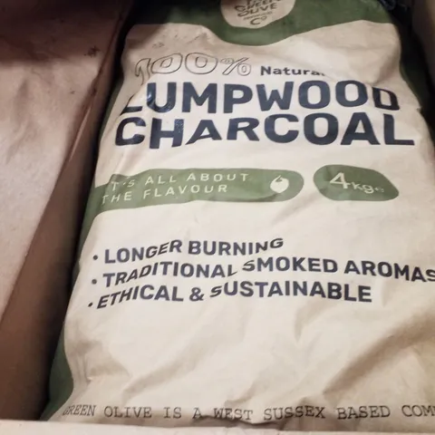 PALLET CONTAINING APPROXIMATELY 36 GREEN OLIVE FIREWOOD LONG BURN RESTAURANT QUALITY LUMPWOOD CHARCOAL 8KG