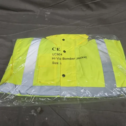 BAGGED CE HI VIZ BOMBER JACKET IN YELLOW - LARGE