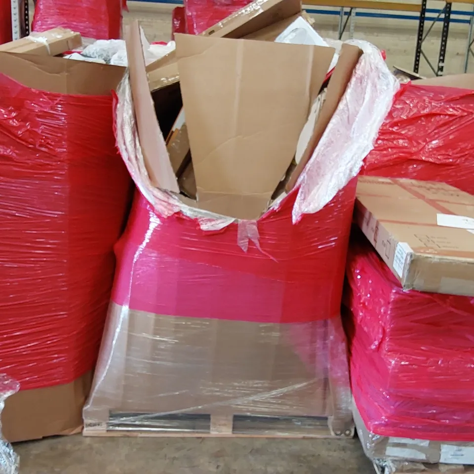 PALLET OF ASSORTED ITEMS INCLUDING: TABLETOP DISHWASHER, BABY COT, ELECTRIC POTATO PEELER, COLLAPSIBLE PET CRATE, BAMBOO DRAWER DIVIDERS, TOILET SEAT