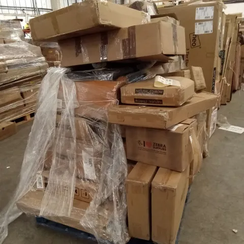PALLET OF ASSORTED HOUSEHOLD GOODS AND PRODUCTS TO INCLUDE; HEATED BLANKET,DINING CHAIRS,AIR COOLER,GAMING CHAIR,GARDEN FURNITURE SET,HEATED CLOTHES AIRER