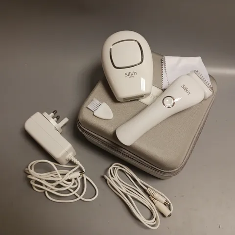BOXED SILK'N INFINITY SMOOTH PERMANENT HAIR REMOVAL DEVICES IN WHITE INCLUDES STORAGE CASE IN GREY