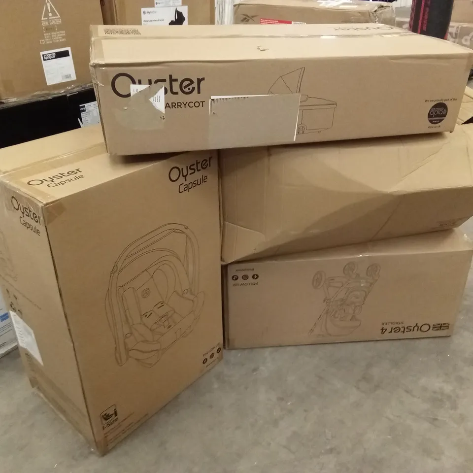 BOXED OYSTER 4 STROLLER SET; INCLUDES STROLLER, CARRYCOT AND CAR SEAT (4 BOXES)