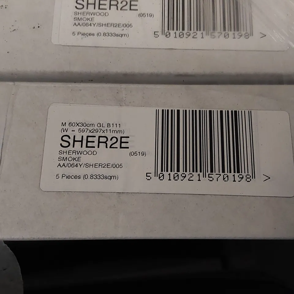 PALLET TO CONTAIN APPROX 40 X PACKS OF JOHNSON TILES SHERWOOD SMOKE GLAZED WALL & FLOOR TILES - 5 TILES PER PACK // TILE SIZE: 597 X 297 X 11mm