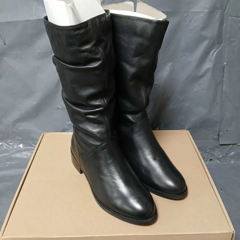 BOXED DUNE CALF BOOTS IN BLACK - SIZE 3