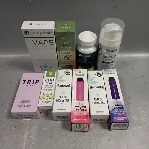 10 X ASSORTED CBD SUPPLEMENT PRODUCTS TO INCLUDE OIL, CAPSULES, CREAM ETC - COLLECTION ONLY