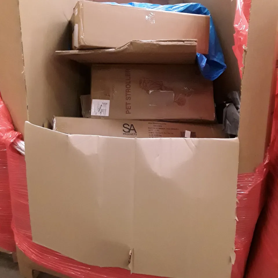 PALLET OF ASSORTED HOUSEHOLD ITEMS TO INCLUDE HEAVY DUTY BLENDER, AIR FRYER AND KIDS BICYCLE