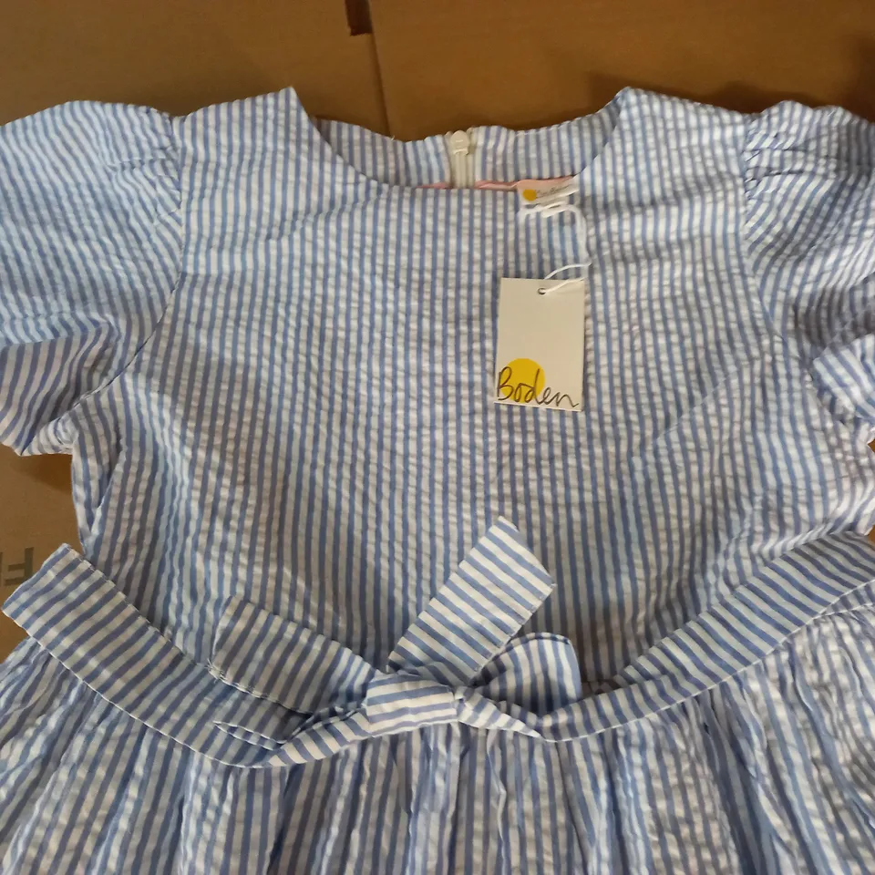 MINI BODEN BLUE/WHITE STRIPE KIDS DRESS - 11/12 YRS
