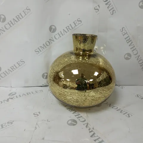 BOXED ALISON CORK PRELIT MERCURY GLASS VASE - ANTIQUE GOLD