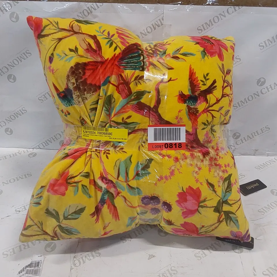 FLORAL COTTON VELVET FILLED CUSHION TWIN PACK