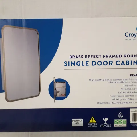BOXED CROYDEX BRASS EFFECT FRAMED ROUNDED SINGLE DOOR CABINET