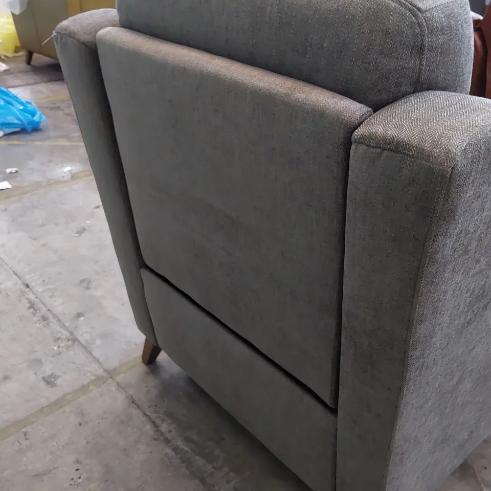 DESIGNER POWER RECLINING EASY CHAIR GREY FABRIC 