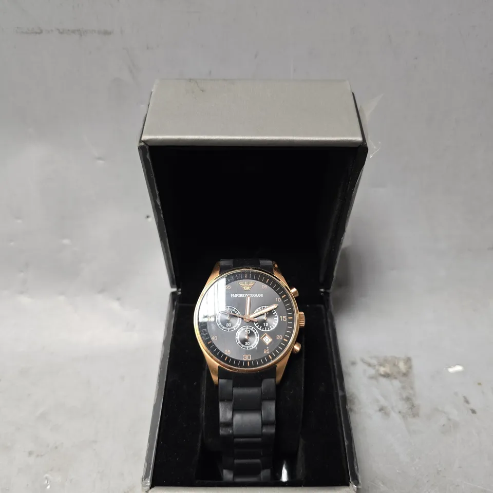 EMPORIO ARMANI BLACK CHRONOGRAPH WATCH