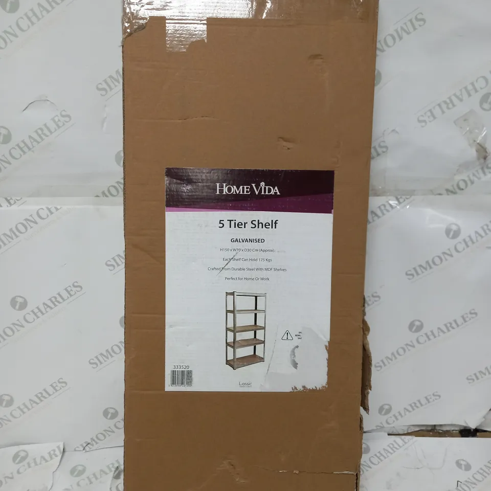 BOXED 5 TIER BOLTLESS SHELVING UNIT - GALVANISED FRAME	
