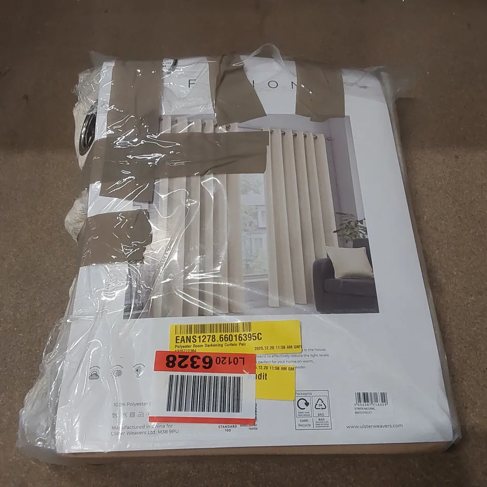 BAGGED FUSION STRATA POLYESTER ROOM DARKENING CURTAIN PAIR - 90 x 72"