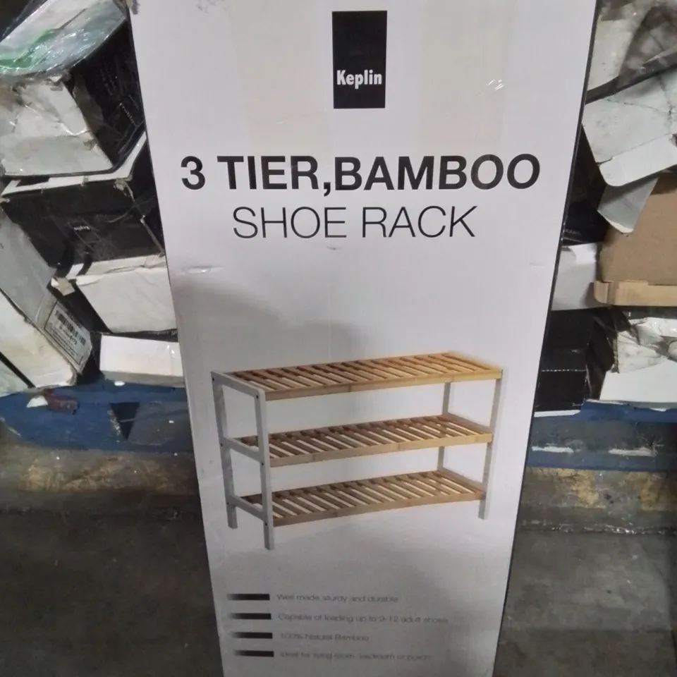 BOXED 3 TIER, BAMBOO SHOE RACK