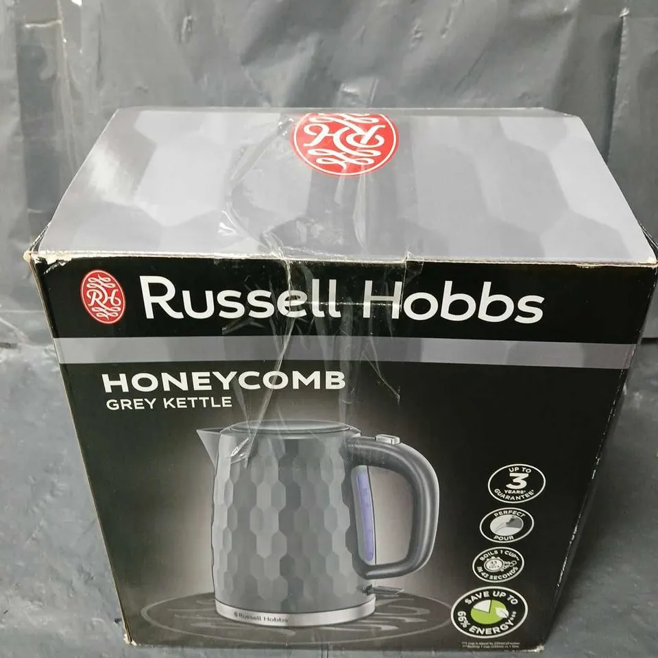 BOXED MORPHY RICHARDS HONEYCOMB GREY PLASTIC KETTLE - 26053