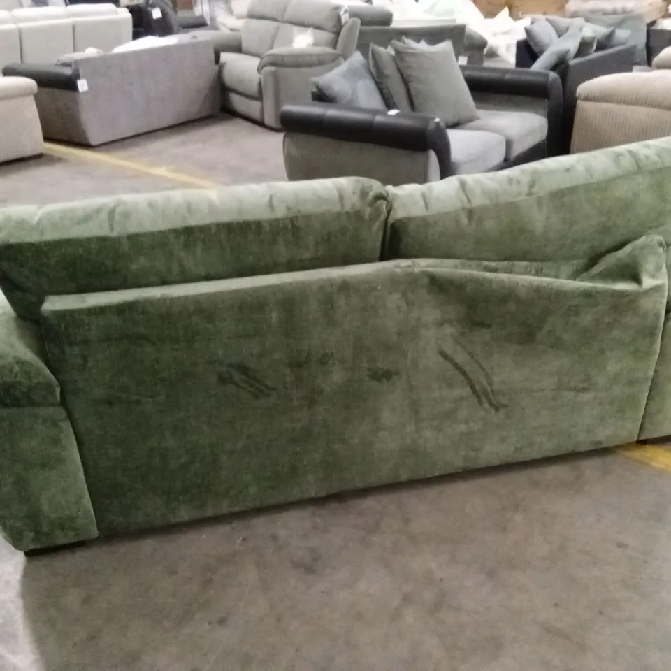 SALERNO STANDARD BACK 3 SEATER FABRIC SOFA - GREEN RRP £599