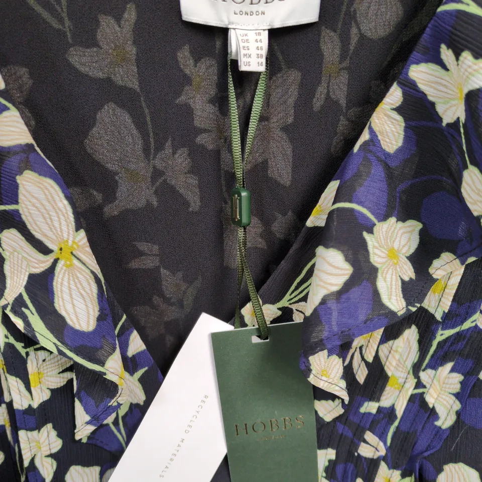 HOBBS LONDON FLORAL DRESS – NAVY WITH WHITE FLOWERS, UK 18