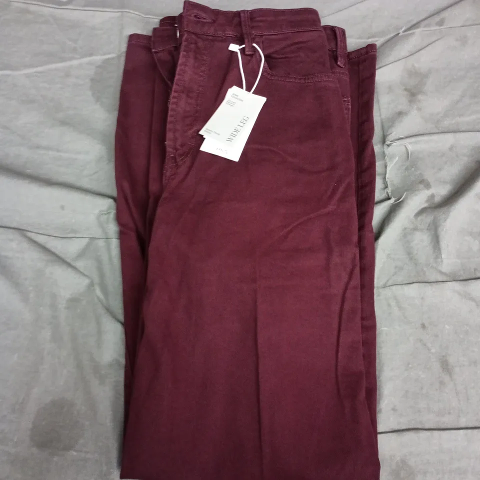 UK 12 MNG WIDE-LEG TROUSERS – BURGUNDY (EU 40)