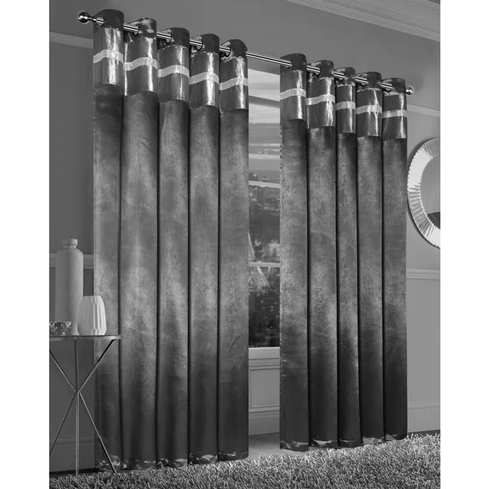 SERINO POLYESTER ROOM DARKENING GROMMET/EYELET CURTAIN PAIR 