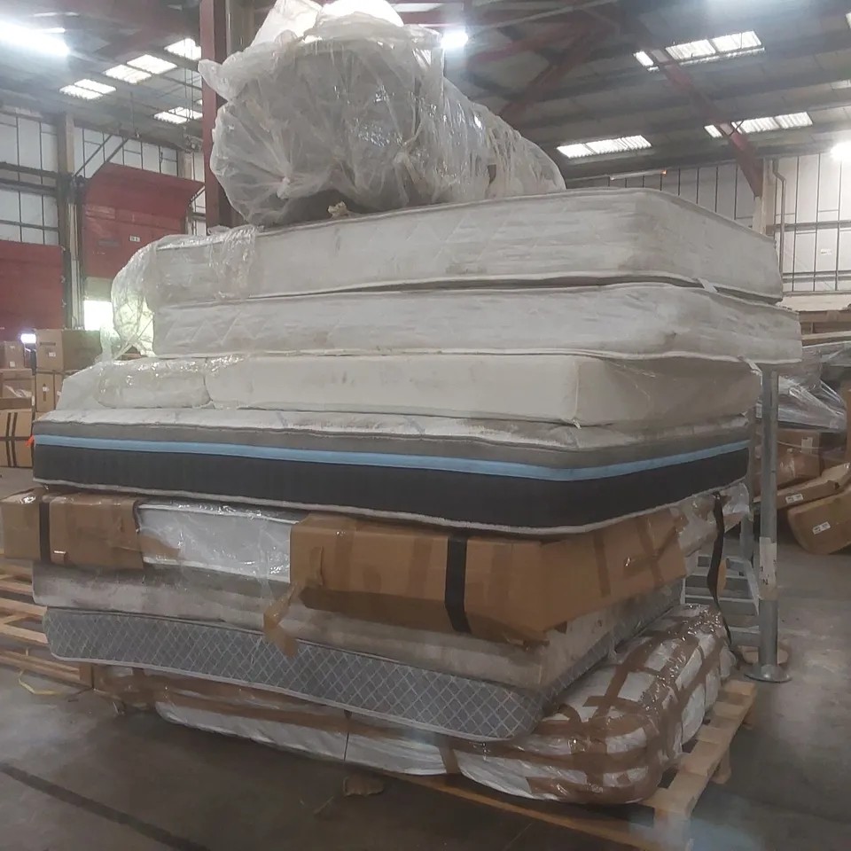 PALLET CONTAINING APPROXIMATELY 9x ASSORTED MATTRESSES AND 1x HEADBOARD