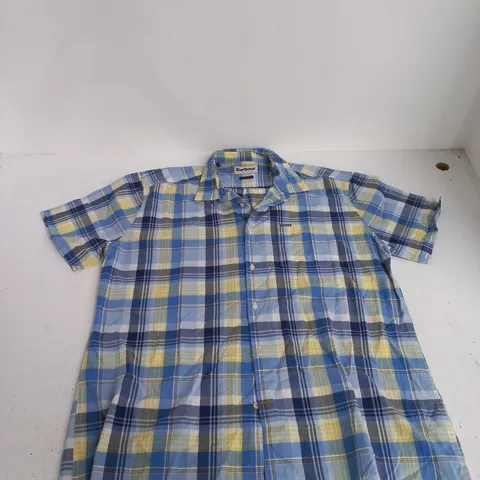 BARBOUR REGULAR FIT CHECKED SHIRT – BLUE PLAID SHORT SLEEVE, UK XL