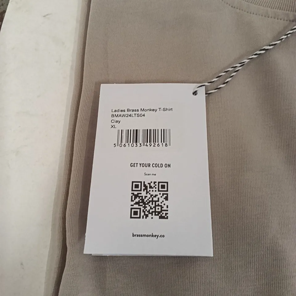 BOX OF BRASS MONKEY T-SHIRTS - CLAY SIZE XL APPROXIMATELY 14
