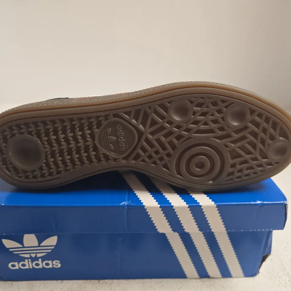 BOXED PAIR OF ADIDAS SPEZIAL BLACK SUEDE TRAINERS - SIZE 6