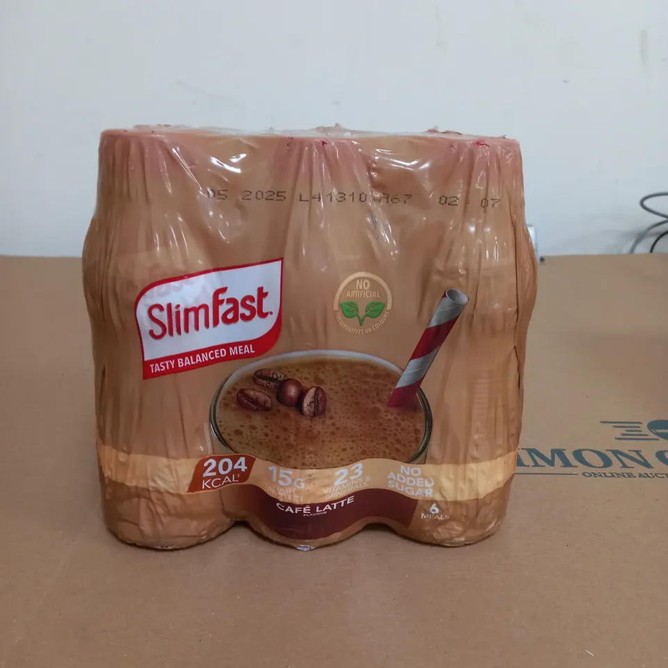 LOT OF 7 (6 PER PACK) SLIMFAST MEAL REPLACEMENT DRINK CAFE LATTE FLAVOUR 325ML