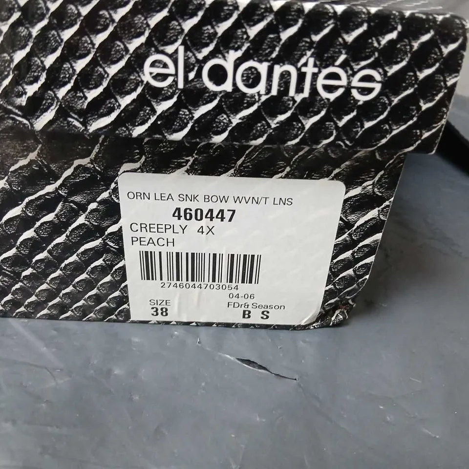 EL DANTES WOMEN'S PEACH LACE HIGH HEELS WITH BOW – UK 5 (EU 38)