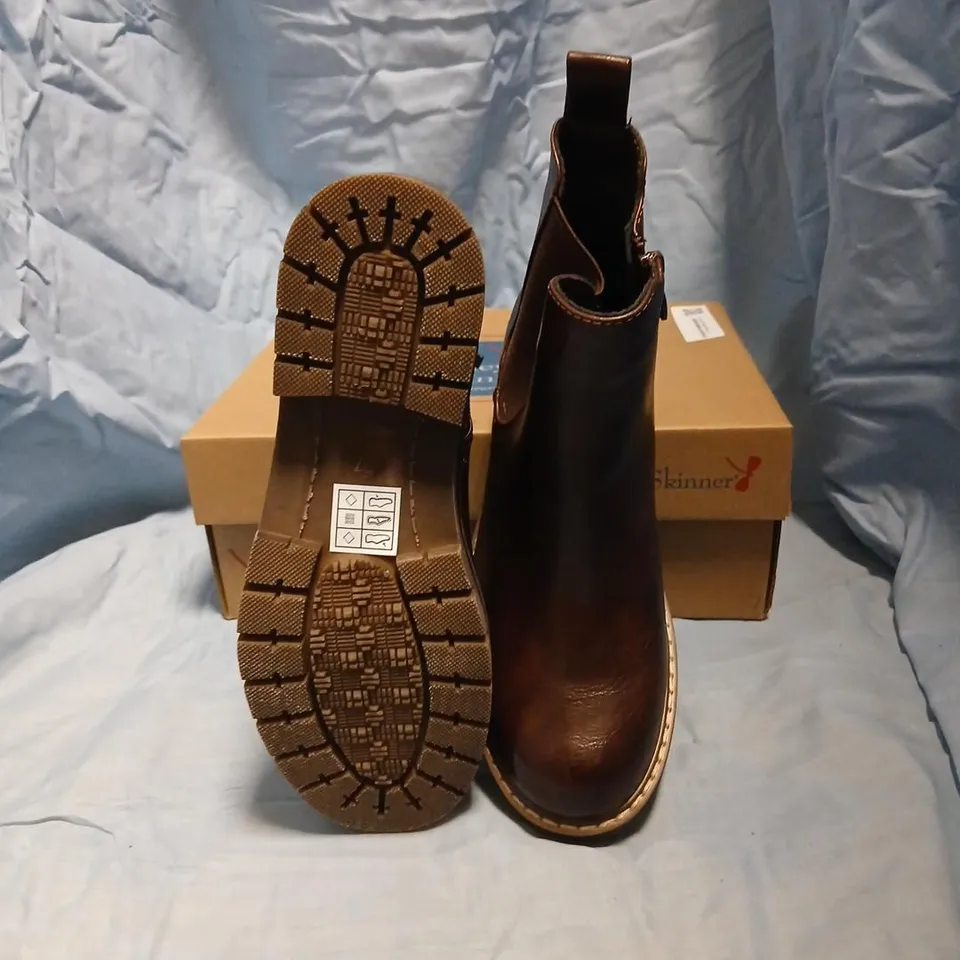 LILLEY & SKINNER BROWN LEATHER CHELSEA BOOTS, UK 4 (EU 37) – BOXED