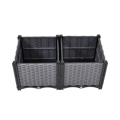 PLASTIC RATTAN TEXTURE RAISED GARDEN BED PLANTER BOX 