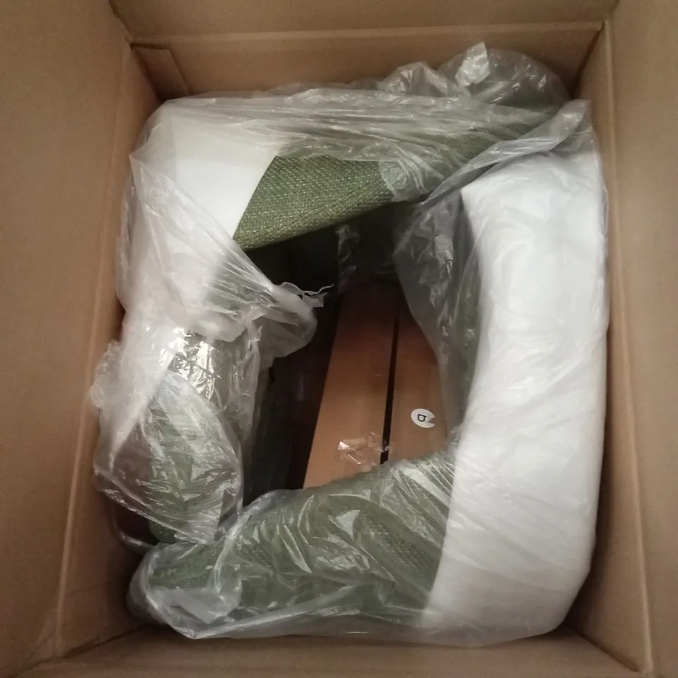 BOXED SET OF 2 DESIGNER DINING CHAIRS - GREEN FABRIC (1 BOX)